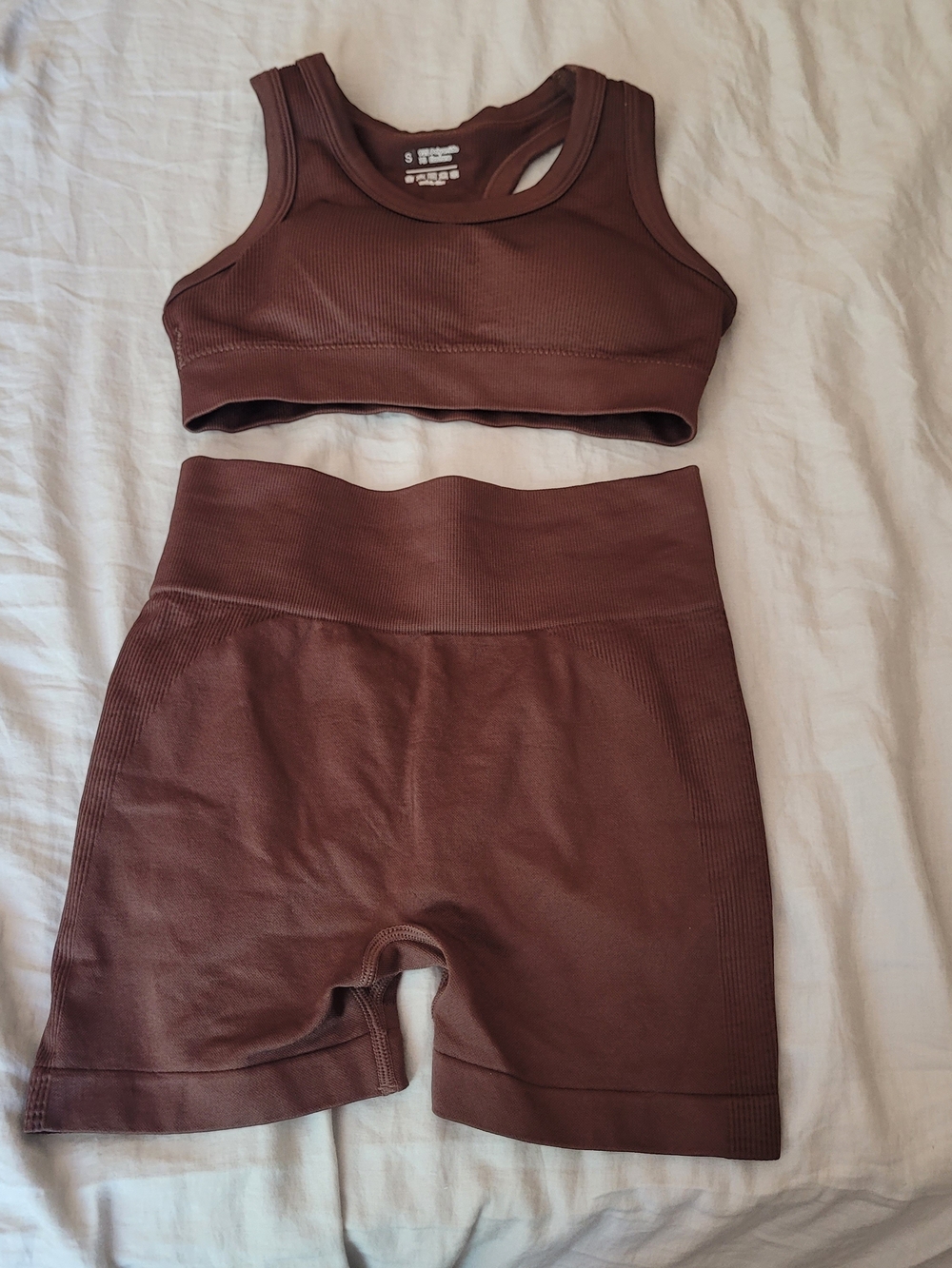 Brown Seamless High-Waist Bike Shorts